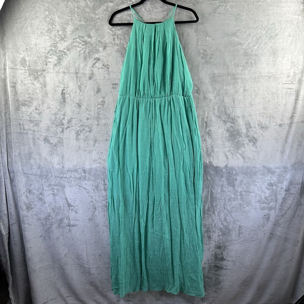 Row A Maxi Dress Women's M Turquoise Blue Empire Waist Halter Style Neckline